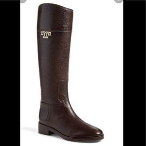 Tory Burch Joanna riding boots brown coconut leather size 10.5